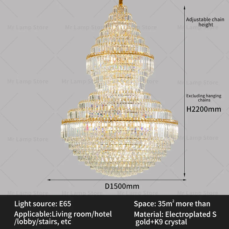 Afralia™ Crystal Chandelier: Modern Duplex Loft & Villa Living Room Lighting