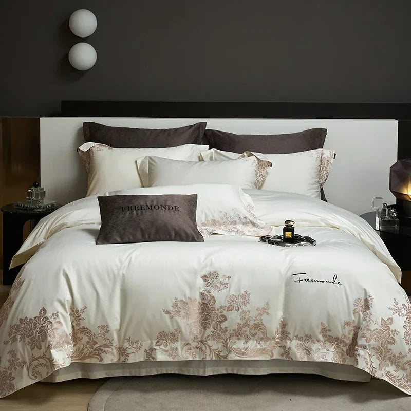 Afralia™ Luxe 100s Egyptian Cotton Bedding Set: King Queen Full Size Sheet Blanket Pillowcase