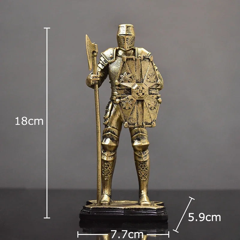 Afralia™ Heavy Armored Knight Resin Statue Decoration for Desk and Room Aesthetic