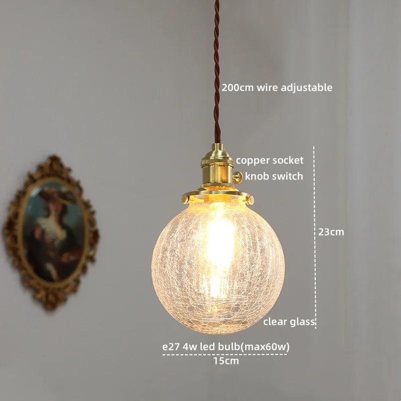 Afralia™ Copper Glass LED Pendant Light for Modern Home Decor