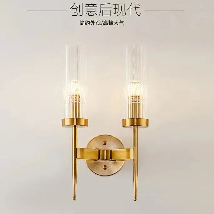 Afralia™ Nordic Copper Gold Wall Lamp for Home Bedroom Living Room