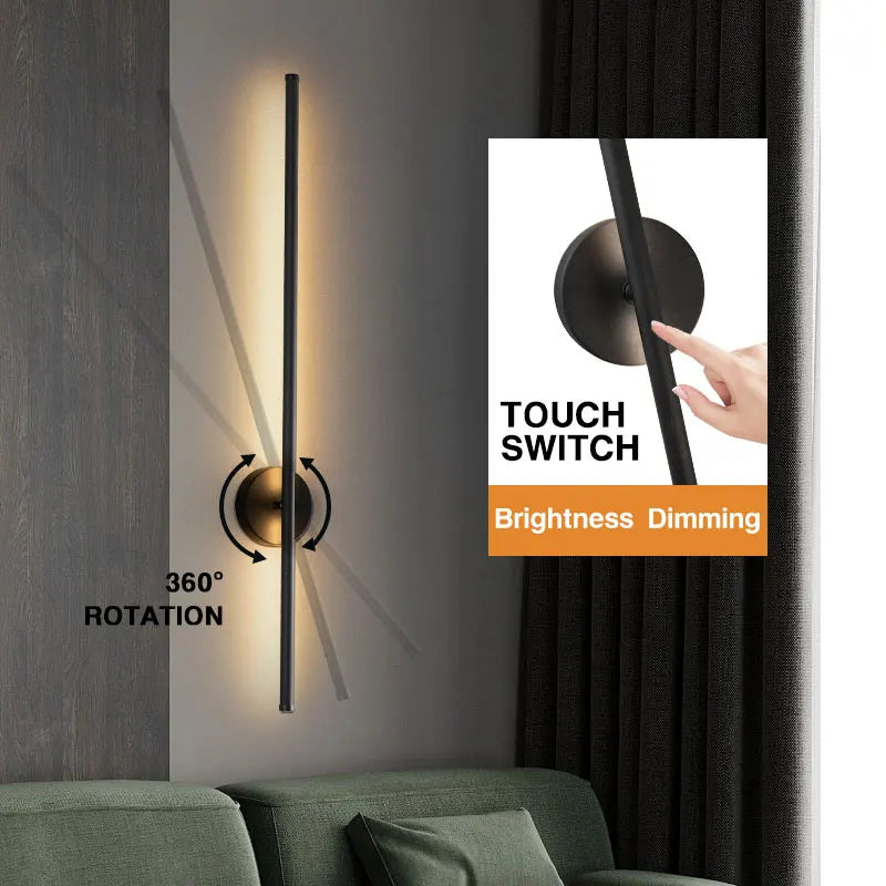 Afralia™ Dimmable LED Wall Sconce Black Wall Lighting for Bedroom Living Room