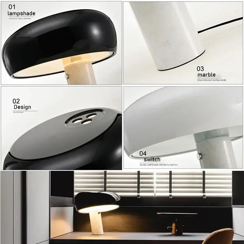 Afralia™ Designer Mushroom Lamp: Nordic Marble Table Lamp for Villa Study Room Indoor Lighting