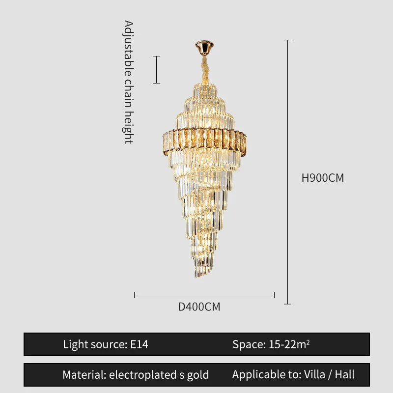 Afralia™ Crystal Spiral Chandelier for Luxury Spaces