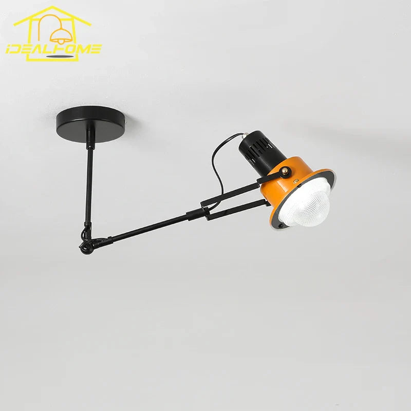 Afralia™ Industrial Swing Arm LED Wall Lamp for Bedroom Living Room - Iron Art