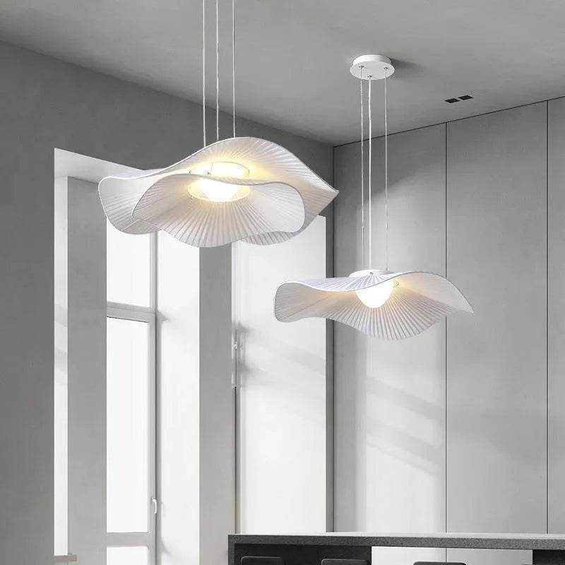 Afralia™ White Fabric LED Pendant Lights for Modern Dining Room Elegance