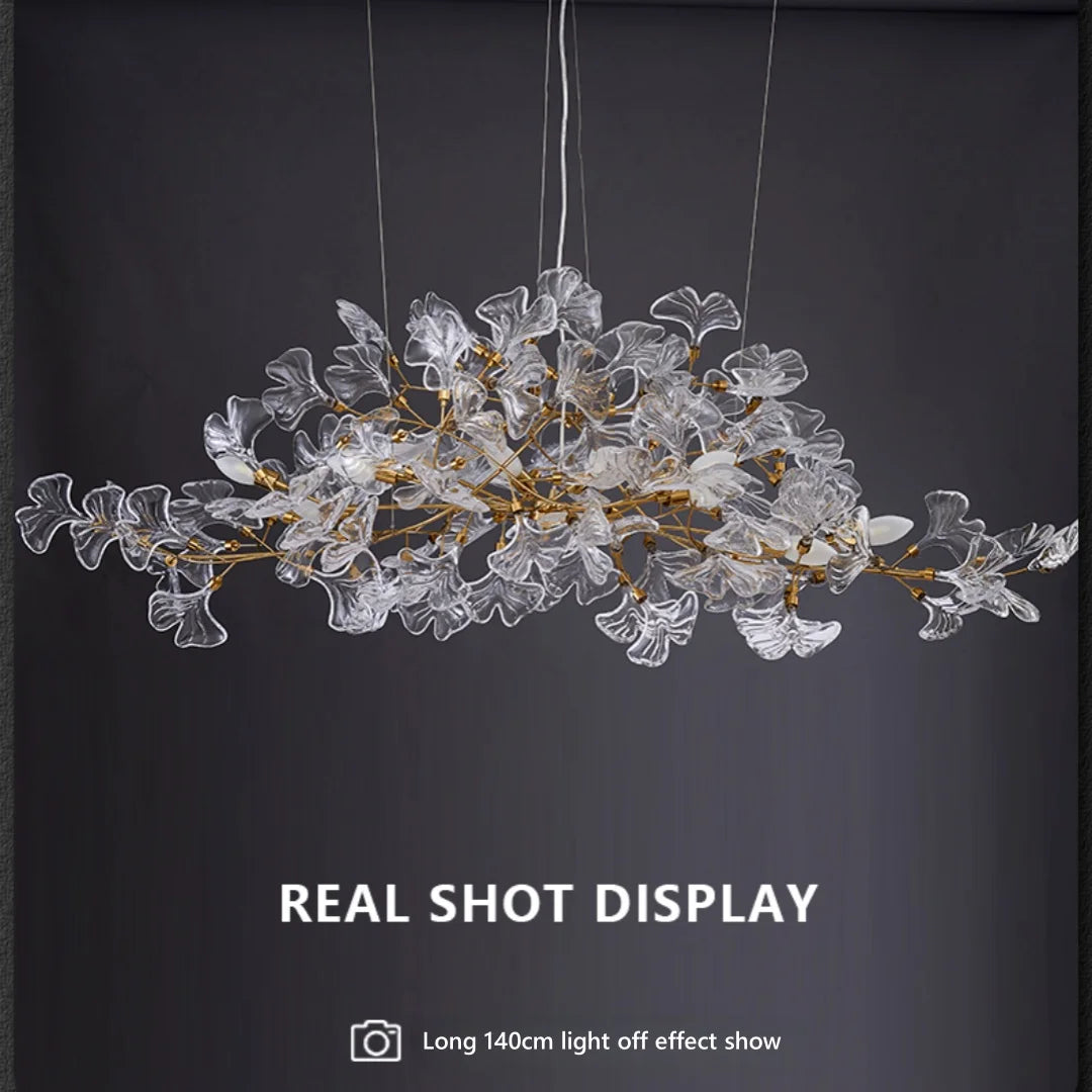 Afralia™ Gold Branch Ginkgo Leaf Chandelier for Dining Room Bedroom Living Room