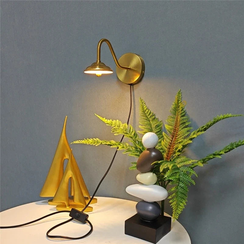 Afralia™ Modern Golden Curved Wall Sconce LED Light for Bedroom - Nordic Home Decor