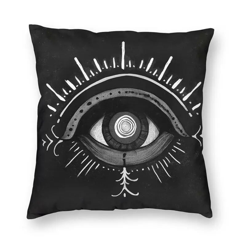 Afralia™ Evil Eye Black Art Cushion Cover - Mysterious Spirit Pillowcase