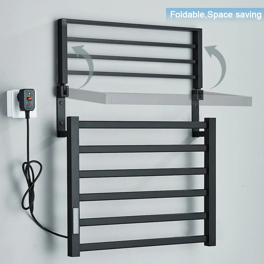 Afralia™ Electric Towel Warmer Rack Digital Display Temperature Time Control Towel Rail