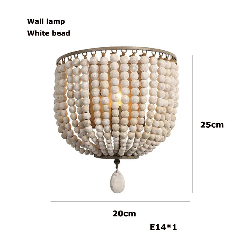 Afralia™ Bohemian Wood Bead Chandelier & LED Ceiling Light Fixture