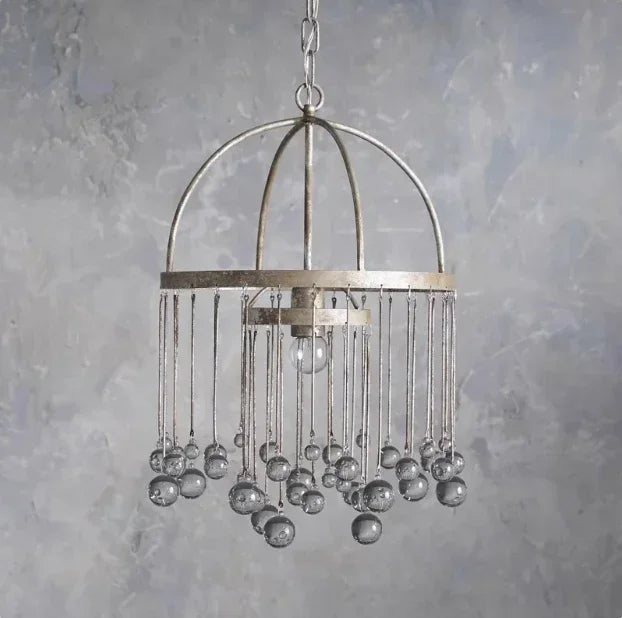 Afralia™ Retro Chic Glass Ball Chandelier - Italian Designer Vintage Rectangular Lighting