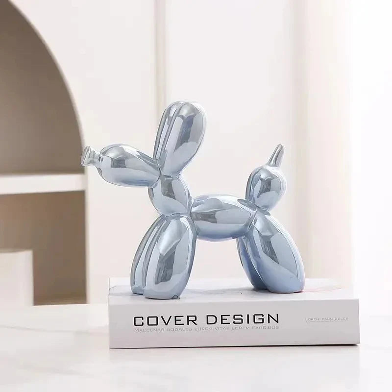 Afralia™ Mini Ceramic Balloon Dog Sculpture for Home Office Decor and Festive Accents