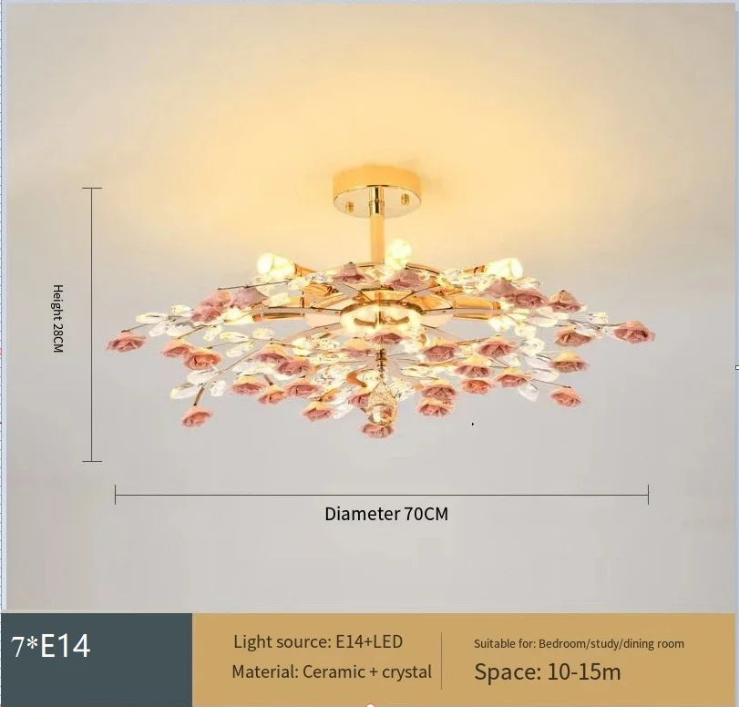 Afralia™ Ceramic Flower Crystal Ceiling Light - Modern Luxe LED Nordic Room Lamp