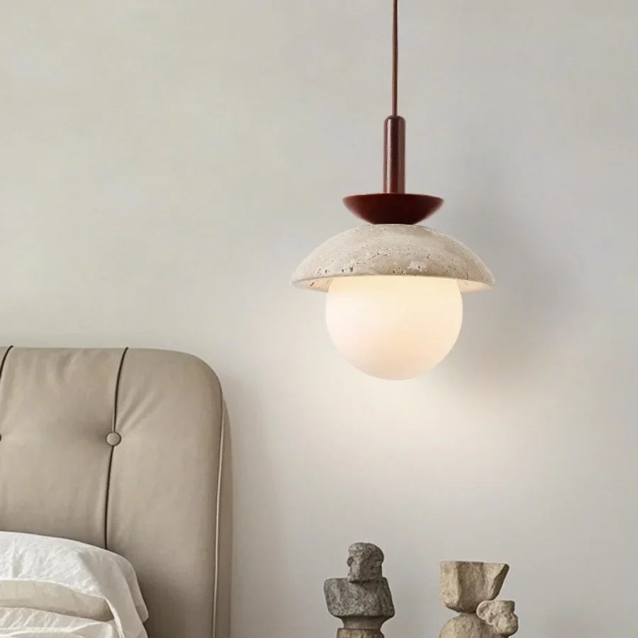 Afralia™ Yellow Travertine Stone LED Pendant Lamp - Nordic Modern Design