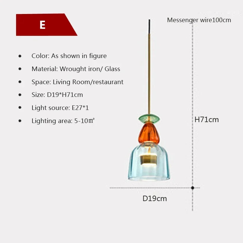 Afralia™ Candy Glass Chandelier Pendant Light for Dining and Living Room