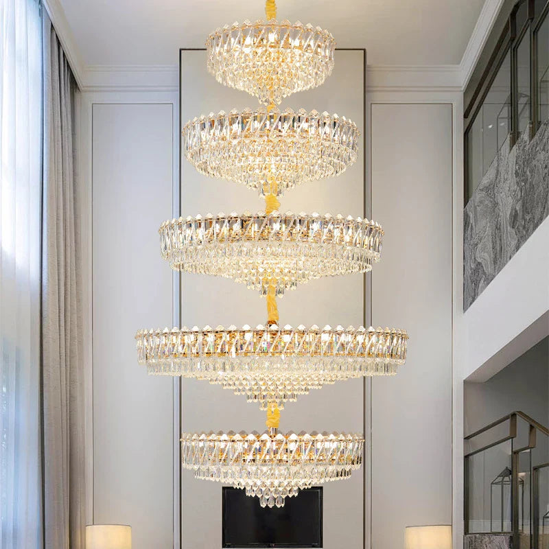 Afralia™ Luxury Crystal Chandelier for Duplex Villa Staircase and Living Room