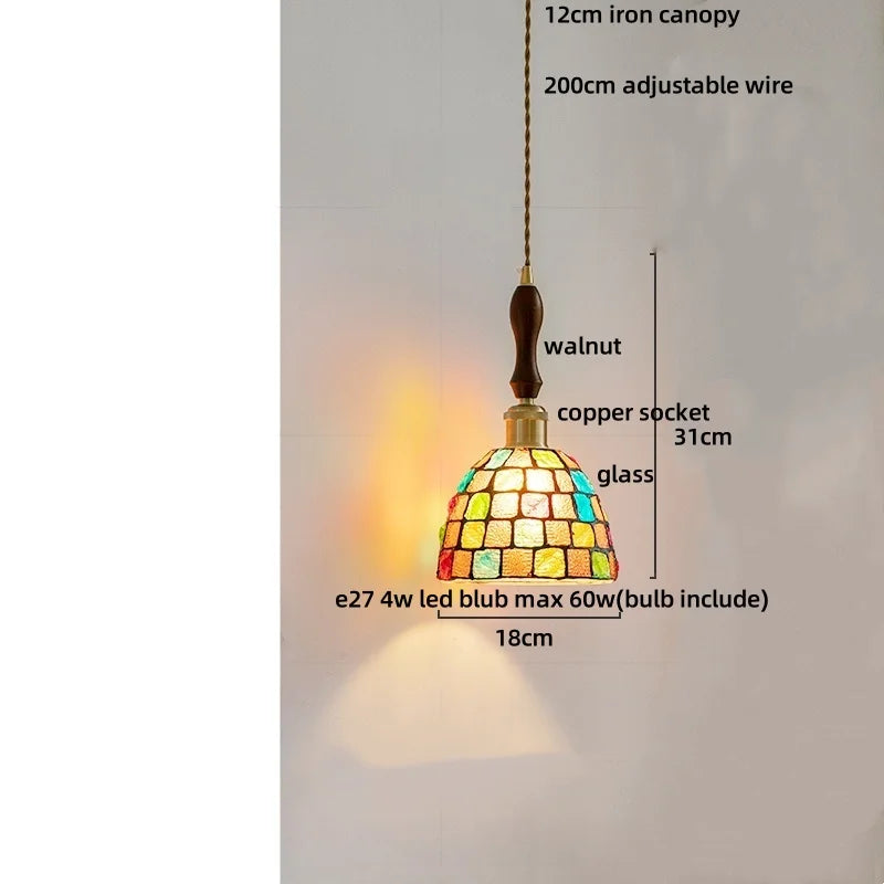 Afralia™ Colorful Glass Shell LED Pendant Lamp for Living & Dining Room