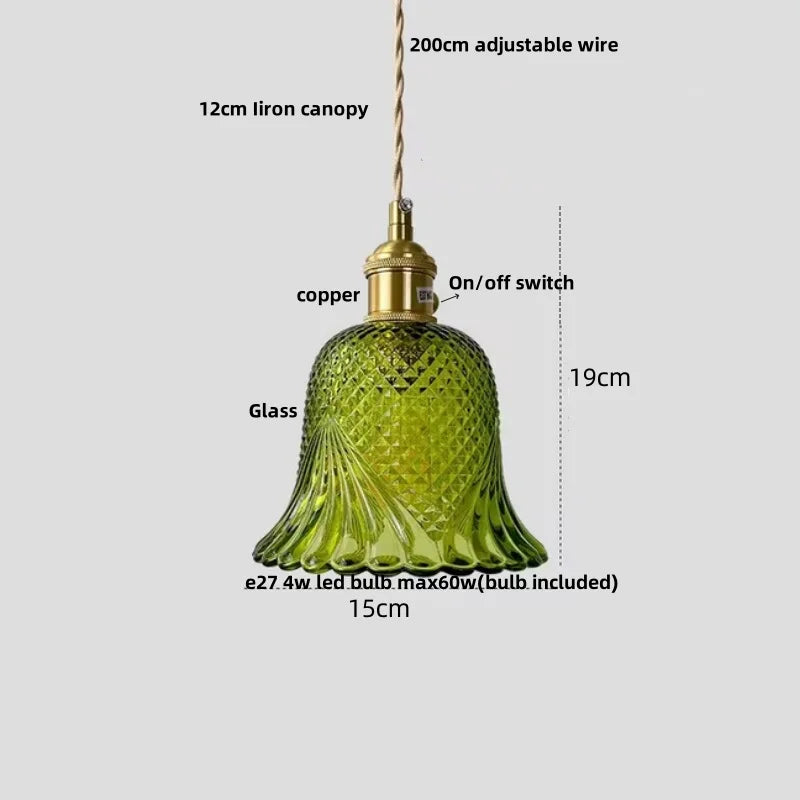 Afralia™ Nordic LED Pendant Light Walnut Glass Copper Kitchen Bar Hanging Lamp