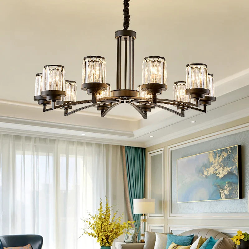 Afralia™ Black Art Crystal Chandelier for Luxury Living Room Bedroom Lighting Fixtures