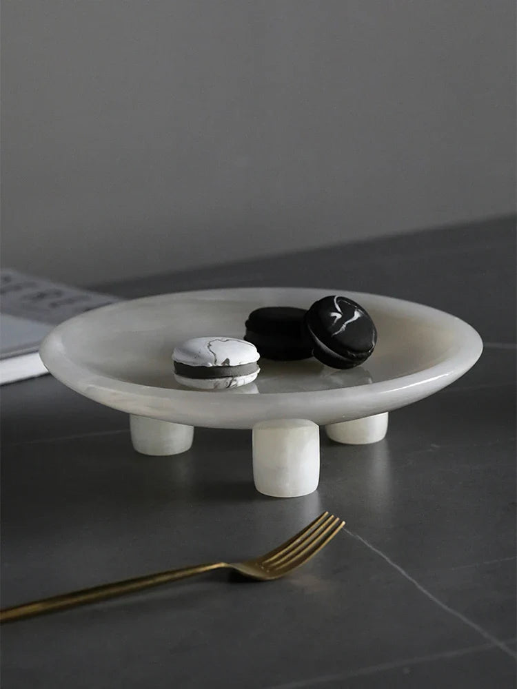 Afralia™ White Onyx Marble Vanity Tray - Elegant Organizer for Dresser and Coffee Table