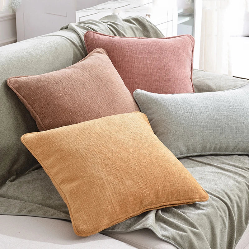 Afralia™ Cotton Linen Peach Orange Grey Ivory Pillow Cover for Living Room Eco-friendly