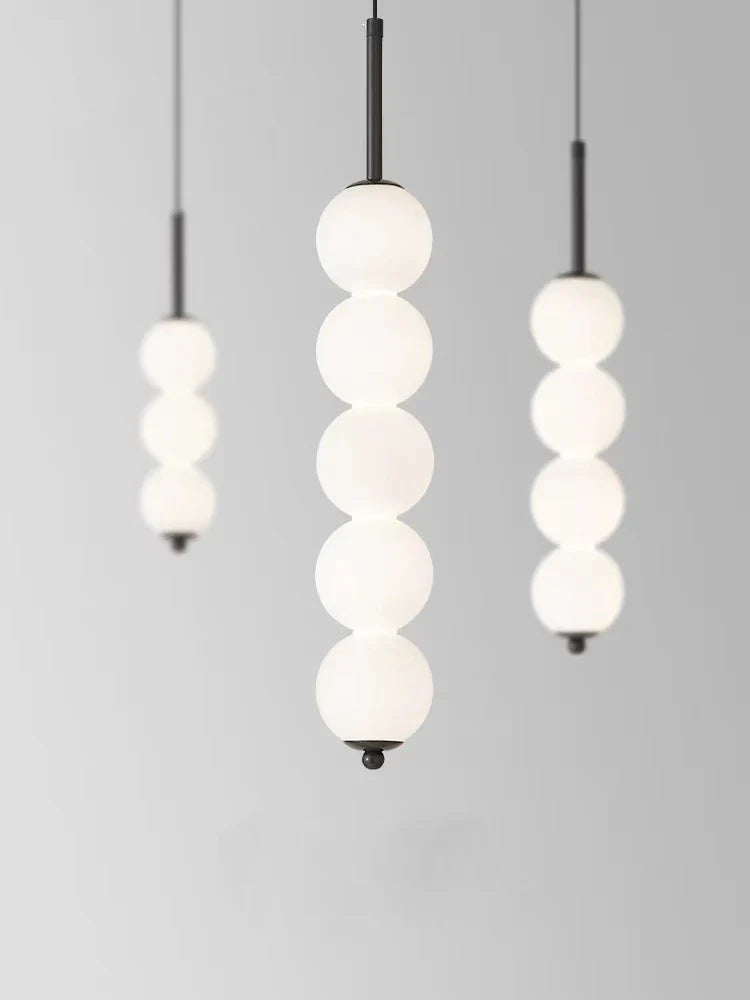 Afralia™ LED White Pearl Glass Pendant Lights for Kitchen Bar Decor - Bubble Hanging Lamp