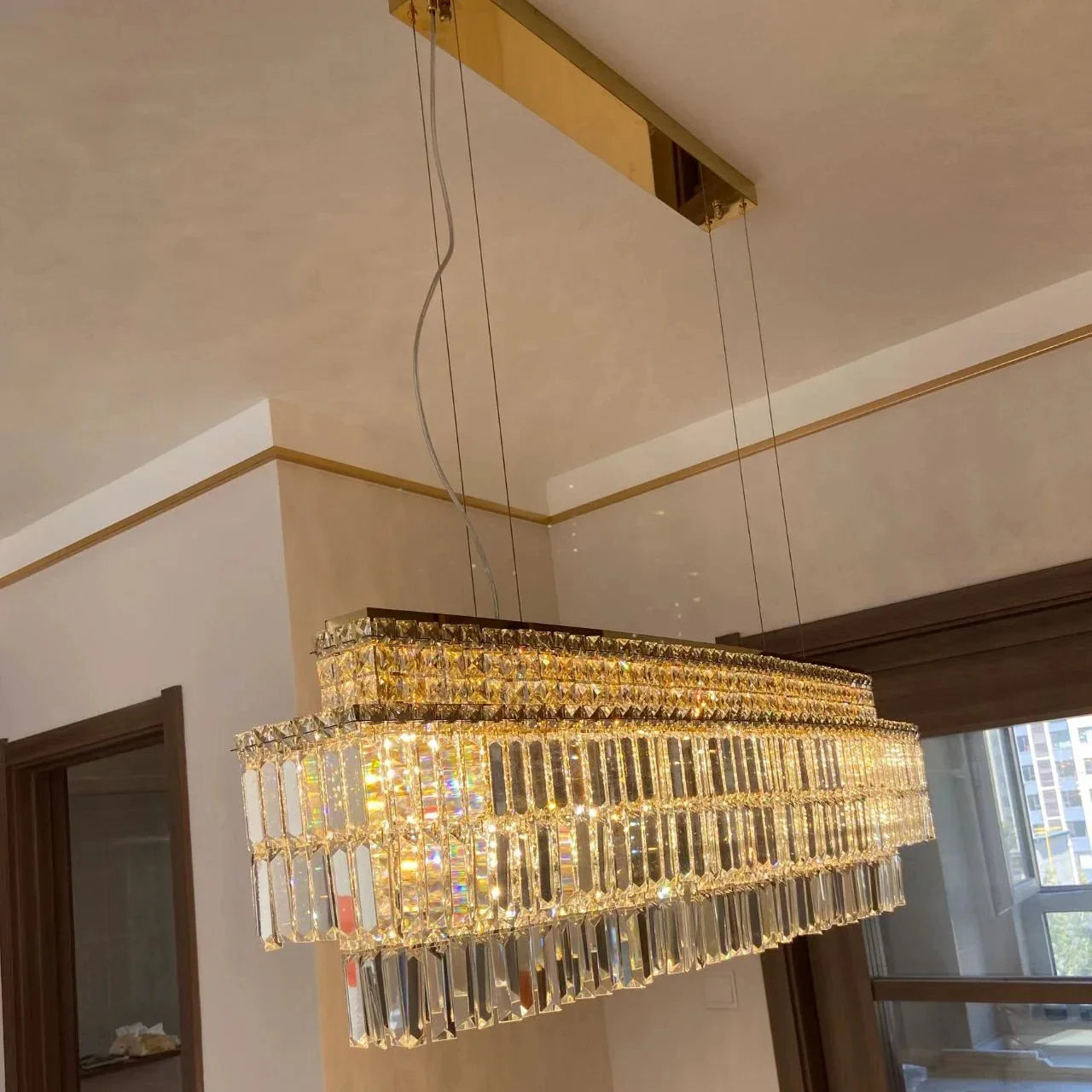 Afralia™ Crystal Chandelier: Modern Rectangle Luxury Dining Room Lighting