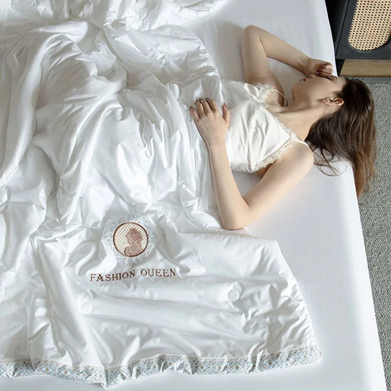 Afralia™ Summer Ice Rayon Cooling Quilted Queen Blanket - Silky Breathable Comforter