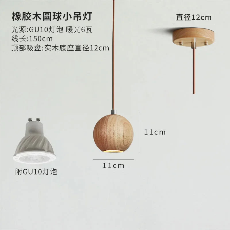 Afralia™ Wooden Pendant Lights LED E27 Minimalist Design for Kitchen, Dining Room, Bar