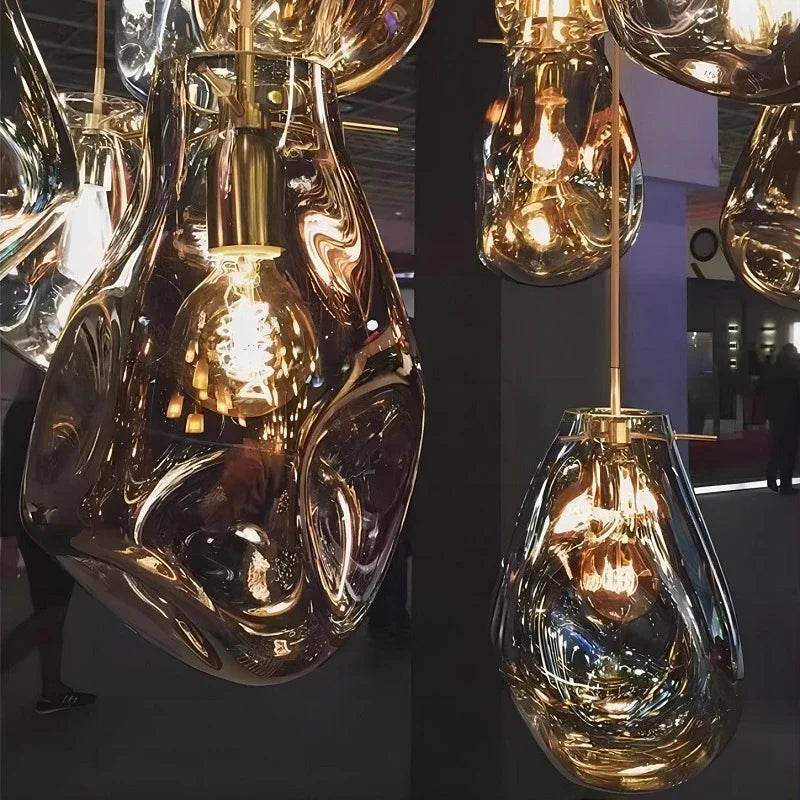 Afralia™ Colorful Glass Chandelier LED Pendant Light for Dining Room