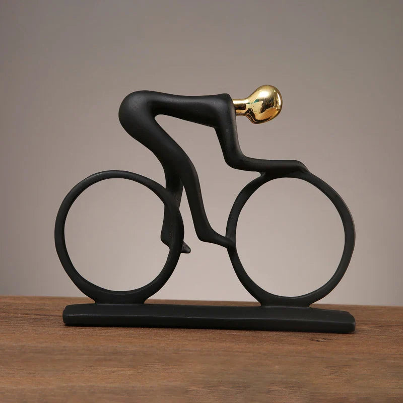 Afralia™ Cyclist Sculpture Figurine Abstract Art Home Decor Champion Athlete