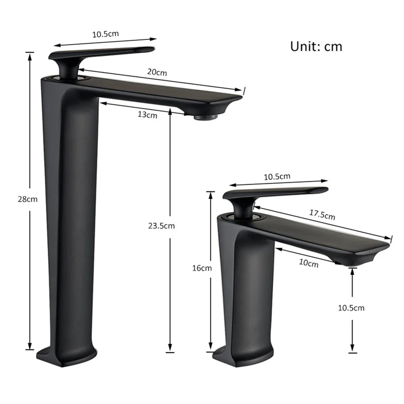 Afralia™ Black Basin Mixer Faucet for Bathroom Vanity, Deck Mounted Hot and Cold Water Tap