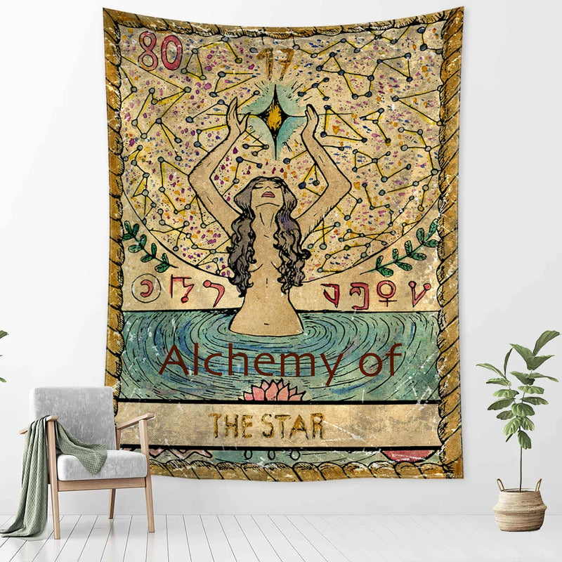 Constellation Tarot Tapestry - Bohemian Hippie Wall Hanging for Home Decor by Afralia™