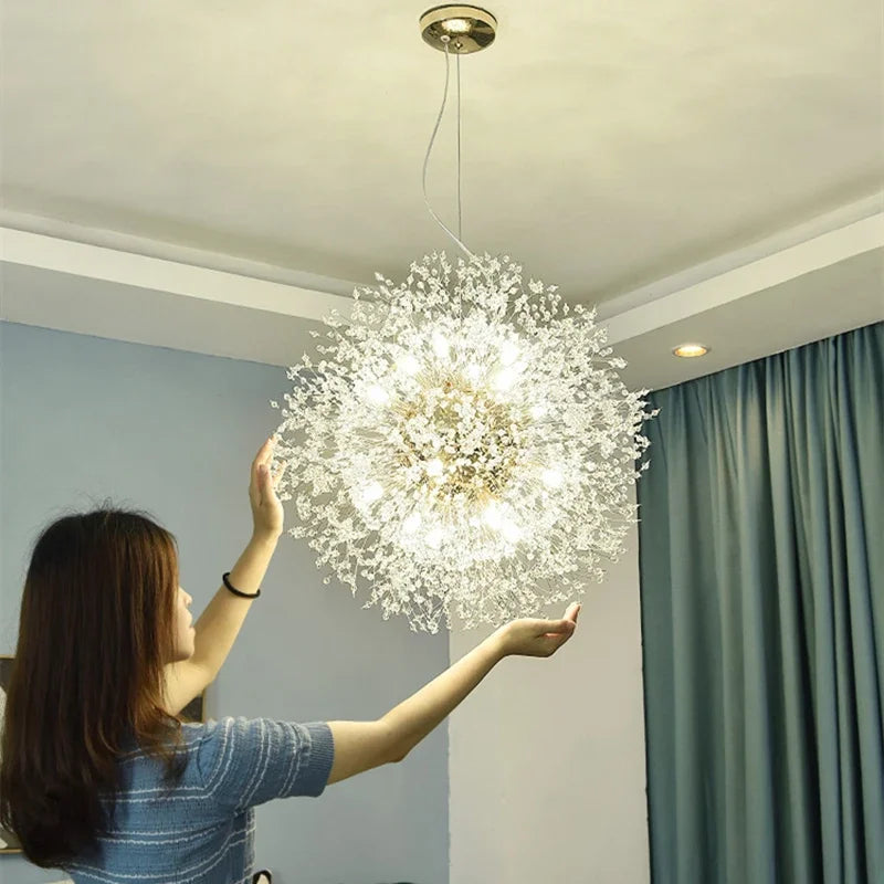 Afralia™ Modern Silver Crystal Chandelier LED Pendant Lamp for Dining Room Bedroom