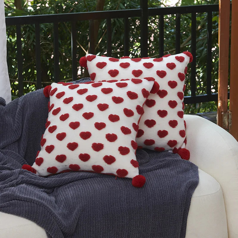 Afralia™ Heart-shaped Embroidered Cushion Cover Set - Nordic Simplicity Decor for Sofa