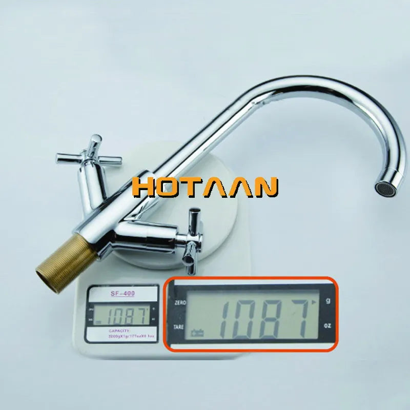 Afralia™ Kitchen Mixer Tap | Dual Handle Cold Hot Water Swivel Faucet