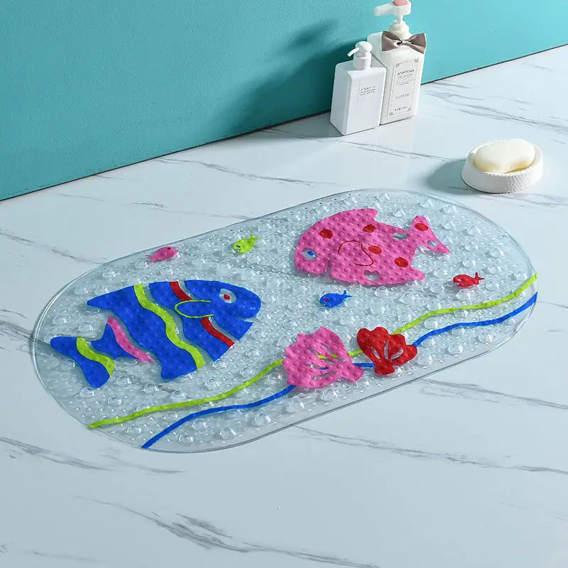 Afralia™ Cartoon Non-Slip Bathroom Mat with Suction Cup for Child Bathtub Eco-Friendly