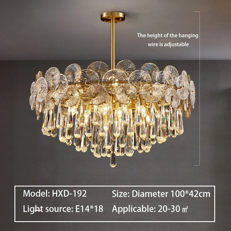 Afralia™ Crystal Chandelier: Modern Glass Pendant Lights for Living Room Dining Bedroom