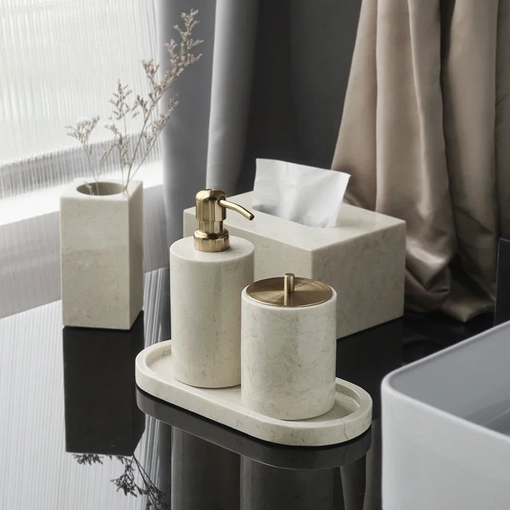 Afralia™ Marble Bathroom Set: Soap Dish, Holder, Vanity Tray - Elegant Bathroom Accessories