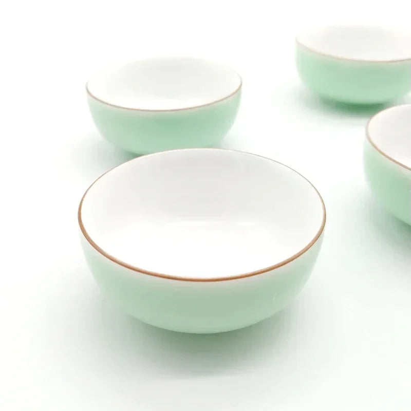 Afralia™ Celadon Tea Cup Set: Green Outside, White Inside, Creative Kung Fu Porcelain Teacup