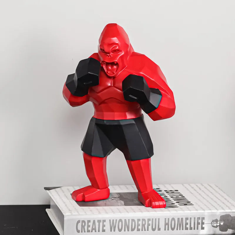 Afralia™ King Kong Gorilla Sculpture: Nordic Boxer Character Figurine for Desk Decor Craft Gift