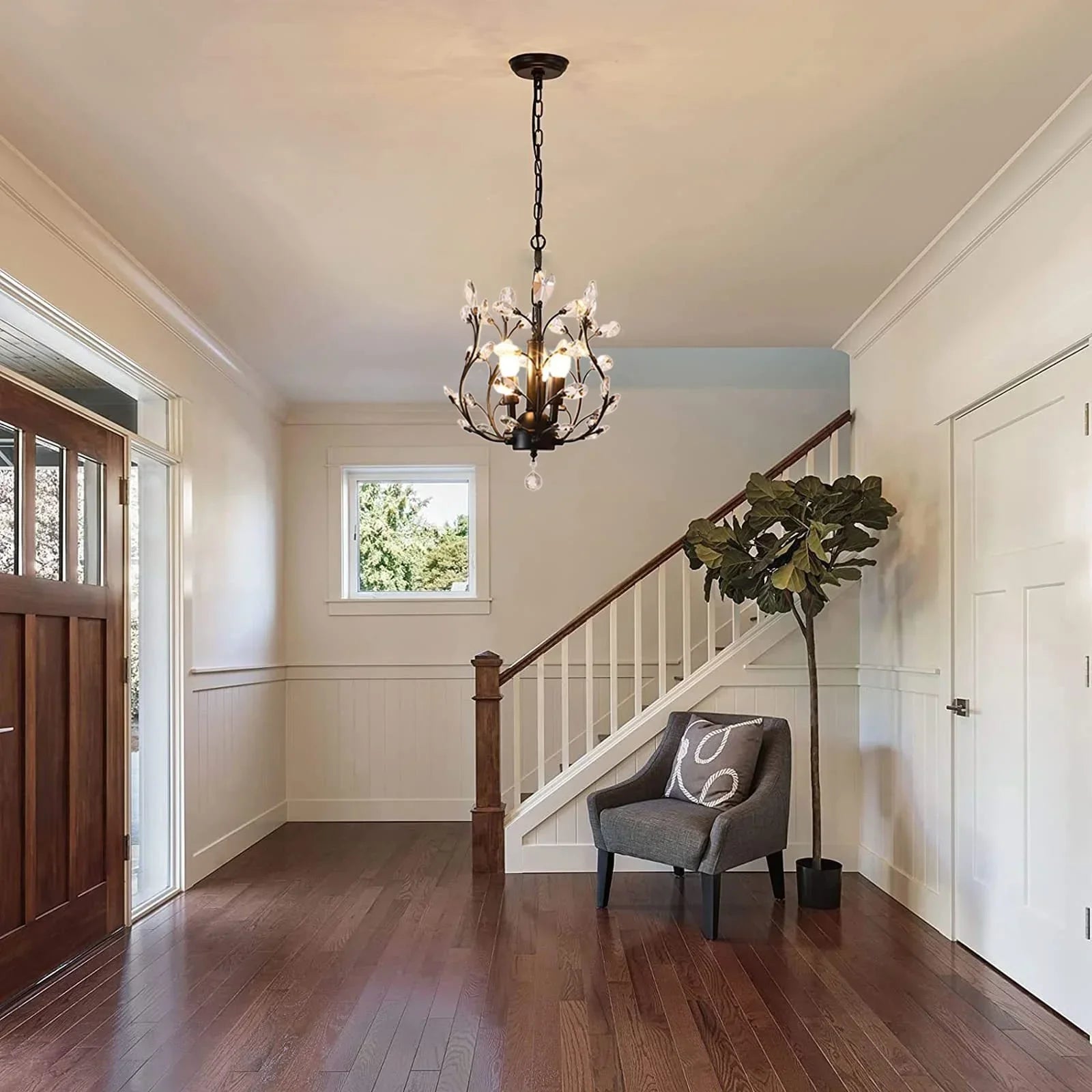 Afralia™ Crystal Chain Pendant Chandelier LED Lights for Indoor Decor