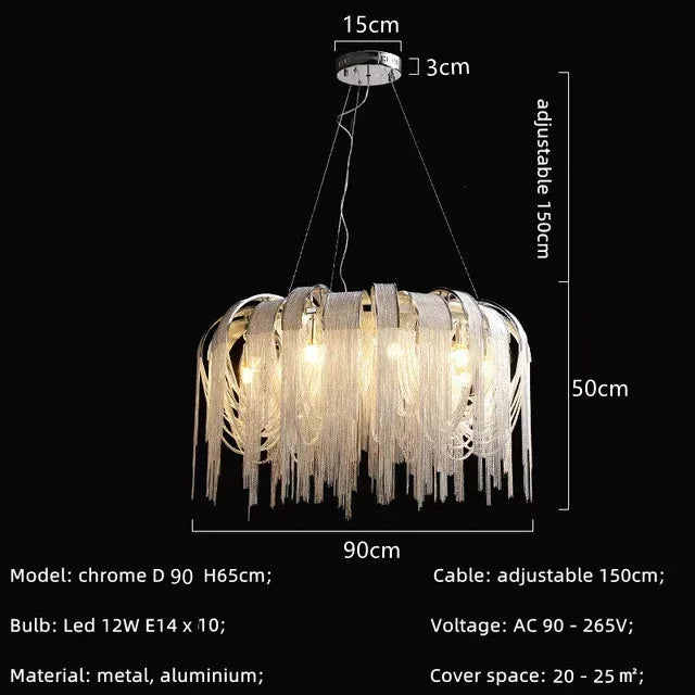 Afralia™ Modern Tassels LED Chandelier for Living Room Dining Bedroom Pendant Lights