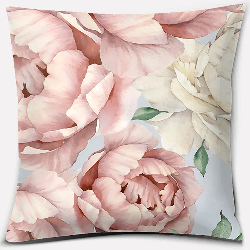Afralia™ Pink Flower Pattern Decorative Cushion Cover for Sofa Throw Pillow