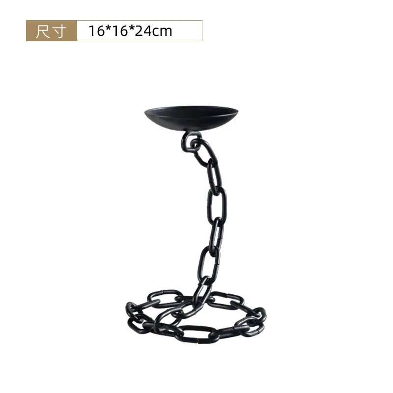 Afralia™ Vintage Chain Candlestick Holder for Home Decor - Metal Candle Holder