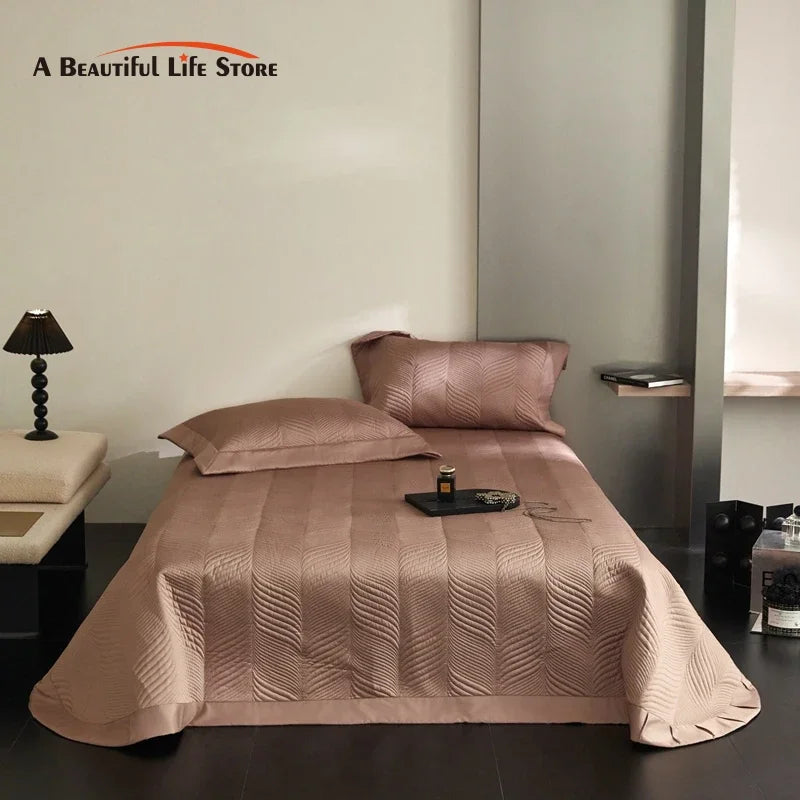 Afralia™ Quilted Egyptian Cotton Bedspread Set - Queen Size