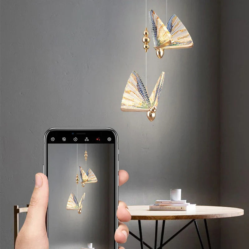 Afralia™ Butterfly LED Pendant Lights: Stylish Interior Chandelier for Bedroom and Dining Room