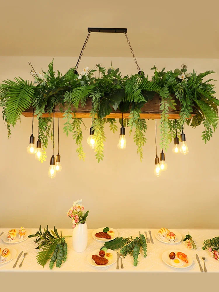 Afralia™ Retro Garden Pendant Light: Pastoral Industrial Style with Green Plants