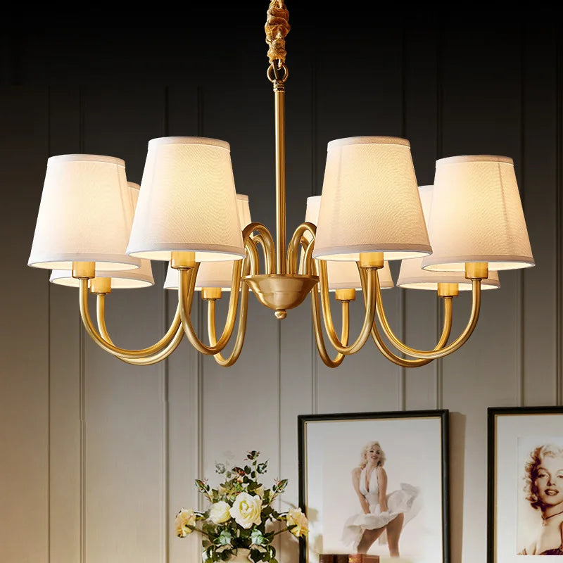 Afralia™ Luxury Fabric Copper Chandelier for Living Dining Room Kitchen